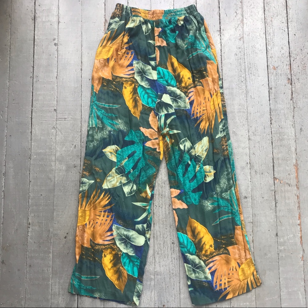 Vintage A.K.F. Tropical Elastic Waist Pants Womens Size small
